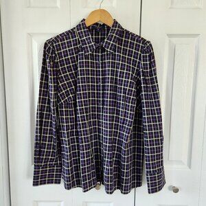 Chaps Purple Plaid Long Sleeve Button Up Shirt